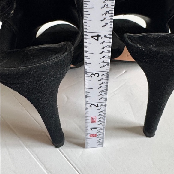 VANELI Beaded Bling Velvet Open Toe Black High Heels Velcro Strap Size 8 Narrow main image 1